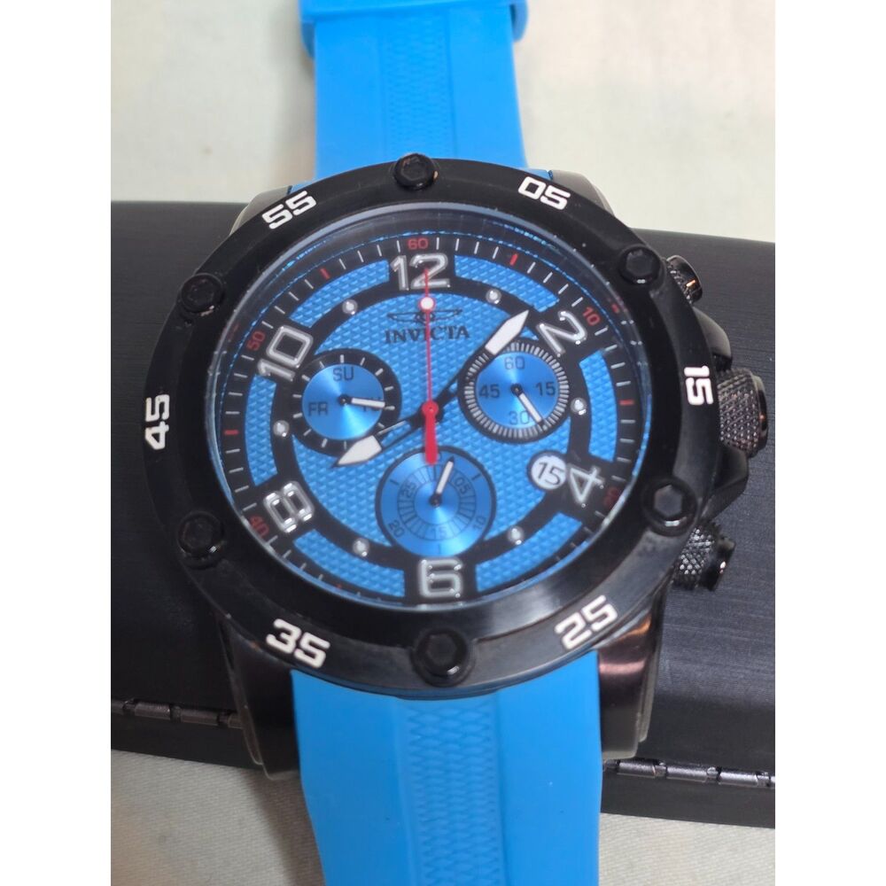 Men's Invicta Pro Diver Chronograph Watch – All Black Case & Blue Dial